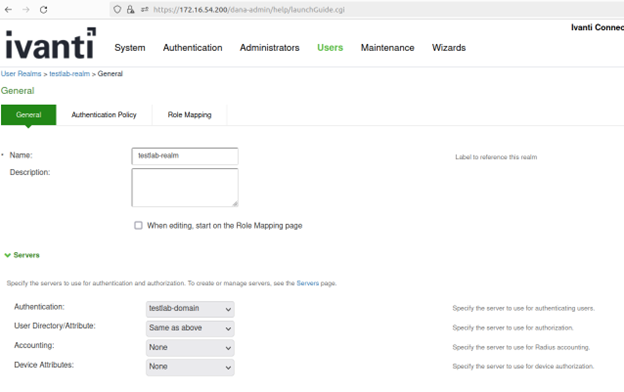 Figure 6: User Realm Configuration to Domain